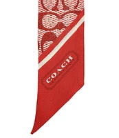 COACH Textured Signature C Printed Silk Skinny Scarf