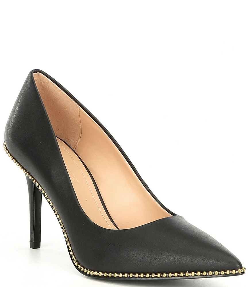 COACH Waverly Beadchain Studded Leather Pumps