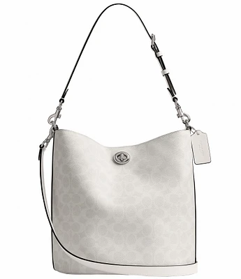 COACH Willow Soft Signature Logo Coated Canvas Bucket Bag
