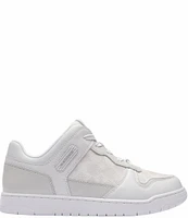 COACH Women's C201 Low-Top Signature Jacquard and Leather Retro Sneakers