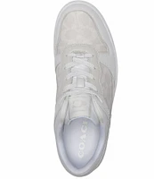 COACH Women's C201 Low-Top Signature Jacquard and Leather Retro Sneakers