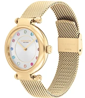 COACH Women's Cary Quartz Analog Gold Tone Stainless Steel Mesh Bracelet Watch Set