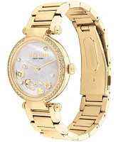 COACH Women's Crystal Cary Quartz Analog Gold Tone 34mm Stainless Steel Bracelet Watch