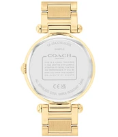 COACH Women's Crystal Cary Quartz Analog Gold Tone 34mm Stainless Steel Bracelet Watch