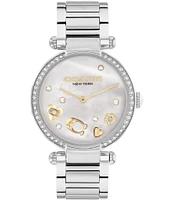 COACH Women's Crystal Charms Cary Quartz Analog Silver Stainless Steel Bracelet Watch