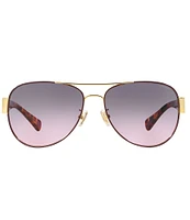 COACH Women's HC7059 58mm Violet Tortoise Aviator Sunglasses