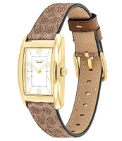 COACH Women's Reese Quartz Analog Tan Canvas Strap Watch