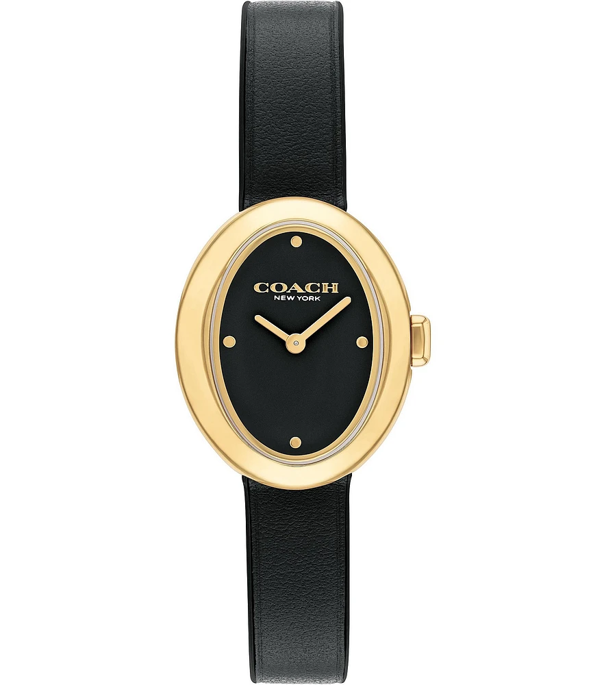 COACH Women's Sammy Quartz Analog Black Leather Strap Watch