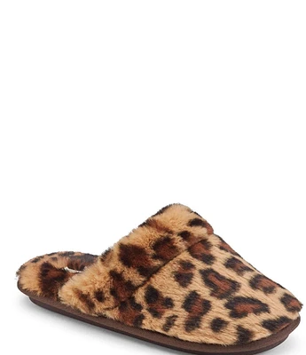 Cobian Minouu Fuzzy Faux Fur Leopard Mule Slippers