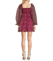 Coco + Jaimeson Long Sleeve Floral Print Organza Dress