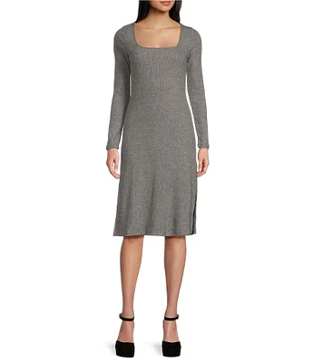 Coco + Jaimeson Long Sleeve Square Neck Rib Midi Dress