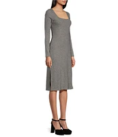 Coco + Jaimeson Long Sleeve Square Neck Rib Midi Dress