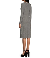 Coco + Jaimeson Long Sleeve Square Neck Rib Midi Dress
