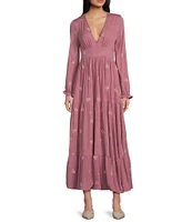 Coco + Jaimeson Long Sleeve V-Neck Tiered Maxi Dress