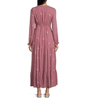 Coco + Jaimeson Long Sleeve V-Neck Tiered Maxi Dress