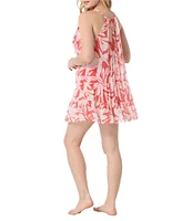 Coco Reef Cheerful Scoop Neck Spaghetti Strap Ruffle Hem Swim Cover-Up Dress