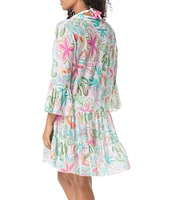 Coco Reef Solstice Bloom Enchant Mesh V-Neck Swim Cover-Up Dress