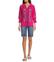 Code Bleu Chelsea High Rise Fray Hem Side Slit Bermuda Shorts
