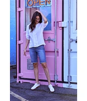 Code Bleu Chelsea High Rise Fray Hem Side Slit Bermuda Shorts