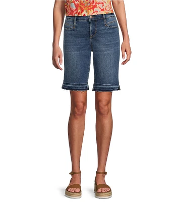 Code Bleu Chelsea High Rise Fray Hem Side Slit Bermuda Shorts