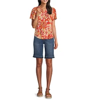 Code Bleu Chelsea High Rise Fray Hem Side Slit Bermuda Shorts