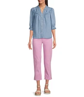 Code Bleu Chelsea High-Rise Straight Leg Micro Snap Hem Jeans