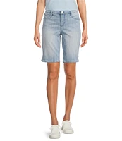Code Bleu Chelsea Stretch Denim Stripe Print High Rise Bermuda Shorts