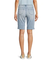 Code Bleu Chelsea Stretch Denim Stripe Print High Rise Bermuda Shorts