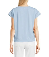 Code Bleu Crew Neck Short Sleeve Floral Embroidered Tee Shirt