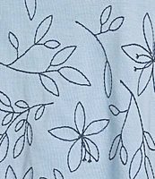 Code Bleu Crew Neck Short Sleeve Floral Embroidered Tee Shirt