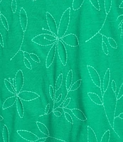 Code Bleu Crew Neck Short Sleeve Floral Embroidered Tee Shirt