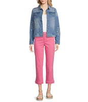 Code Bleu Embroidered Point Collar Long Sleeve Classic Jacket