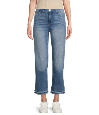 Code Bleu High Rise Straight Double Fray Hem Ankle Jeans