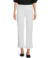 Code Bleu High-Rise Straight-Leg Double Frayed Hem Ankle Jeans