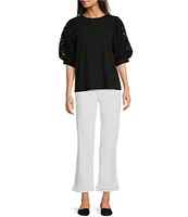 Code Bleu High-Rise Straight-Leg Double Frayed Hem Ankle Jeans