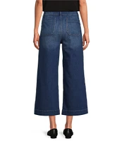 Code Bleu Hollywood Waist High-Rise Wide-Leg Patch Pocket Cropped Jeans