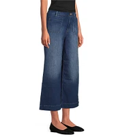 Code Bleu Hollywood Waist High-Rise Wide-Leg Patch Pocket Cropped Jeans