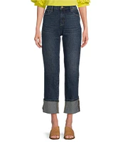Code Bleu Hollywood Waist High Rise Wide Leg Cuffed Cropped Jeans