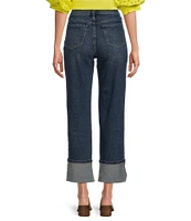Code Bleu Hollywood Waist High Rise Wide Leg Cuffed Cropped Jeans