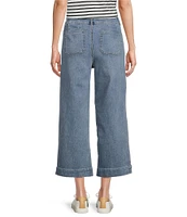 Code Bleu Hollywood Waist High-Rise Wide-Leg Patch Pocket Cropped Jeans