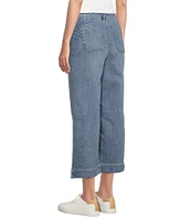 Code Bleu Hollywood Waist High-Rise Wide-Leg Patch Pocket Cropped Jeans