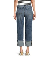 Code Bleu Hollywood Waist High Rise Wide Leg Cuffed Cropped Jeans