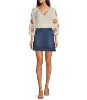 Code Bleu Mid Rise Stretch Denim Skort