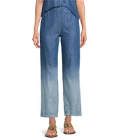 Code Bleu Ombre Smocked Waistband Slim Fit Straight Leg Pants