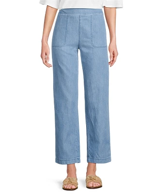 Code Bleu Ombre Smocked Waistband Slim Fit Straight Leg Pants