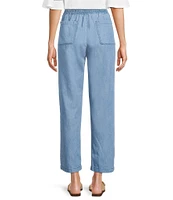 Code Bleu Ombre Smocked Waistband Slim Fit Straight Leg Pants