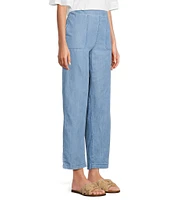 Code Bleu Ombre Smocked Waistband Slim Fit Straight Leg Pants