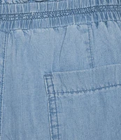 Code Bleu Ombre Smocked Waistband Slim Fit Straight Leg Pants