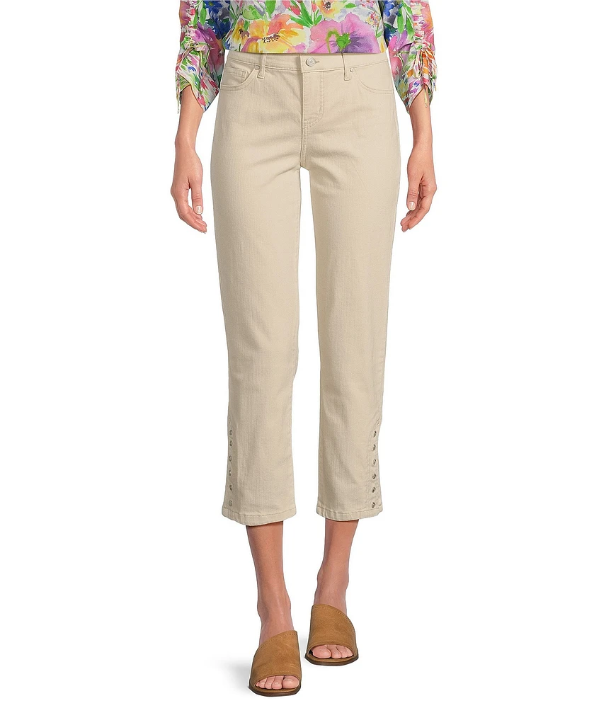 Code Bleu Petite Size Chelsea High-Rise Micro Snap Hem Capri Jeans