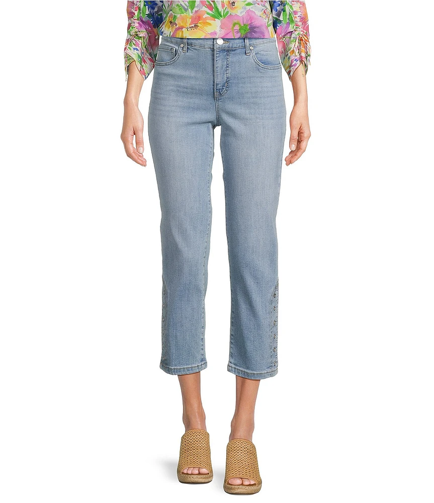 Code Bleu Petite Size Chelsea High Rise Snap Hem Capri Jeans